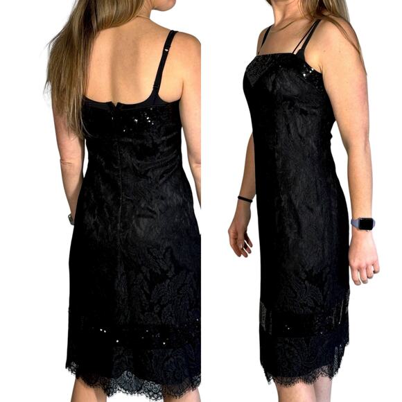 Vintage black sequin lace dress XS - Picture 7 of 16